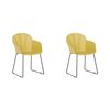 Conjunto De 2 Sillas De Comedor De Material Sintético Amarillo Patas De Metal Negro Respaldo En Forma De Sala De Estar Moderna Sylva - Amarillo