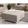 Otomana De Poliéster Beige Arena Blanco 83 X 83 Cm Reposapiés Patas Metal Rovigo - Beige