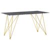 Mesa De Comedor Efecto Mármol / Negro Con Dorado Patas Doradas 140 X 80 Cm Para Comedor Kenton - Blanco