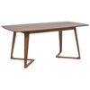 Mesa De Comedor Madera Oscura Mdf Chapado En Nogal Madera De Caucho Base Estable Sala De Estar Huxter - Madera Oscura