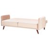 Sofá Cama 3 Plazas De Terciopelo Beige Madera Oscura Reclinable Senja - Beige