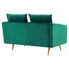 Sofá Tapizado En Terciopelo Verde Esmeralda 2 Plazas Respaldo Acolchado Asiento Metal Patas Doradas Retro Glam Maura - Verde