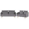 Conjunto De Sofás Tapizados En Terciopelo Gris 5 Plazas Respaldo Acolchado Asiento Metal Patas Doradas Retro Glam Maura - Gris