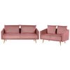 Conjunto De Sofás Tapizados En Terciopelo Rosa 5 Plazas Respaldo Acolchado Asiento Metal Patas Doradas Retro Glam Maura - Rosa