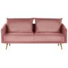 Conjunto De Sofás Tapizados En Terciopelo Rosa 5 Plazas Respaldo Acolchado Asiento Metal Patas Doradas Retro Glam Maura - Rosa