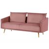 Conjunto De Sofás Tapizados En Terciopelo Rosa 5 Plazas Respaldo Acolchado Asiento Metal Patas Doradas Retro Glam Maura - Rosa