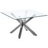 Mesa De Centro Cristal Plateado 70 X 70 Cm Patas De Metal Brillante Cuadrada Moderna Sala De Estar Dormitorio Starlight - Plateado