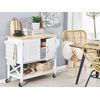 Carrito De Cocina Blanco Madera Clara Mdf Estante Armario Almacenaje Ruedas Mele - Blanco