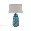 Lámpara De Mesilla De Noche Cerámica Azul Marino Y Gris 55 Cm Patrón De Hojas Tradicional Thaya - Azul