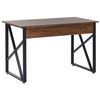 Escritorio Tablero De Madera Oscura Estructura De Acero De Metal Negro Con Bandeja Para Teclado 120 X 60 Cm Industrial Darby - Madera Oscura