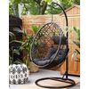 Silla Colgante De Ratán Con Soporte Negro Columpio Forma De Huevo Mimbre Rústico Boho Alatri - Negro