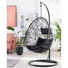 Silla Colgante De Ratán Con Soporte Negro Columpio Forma De Huevo Mimbre Rústico Boho Alatri - Negro