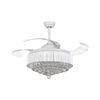 Ventilador De Techo Con Luz Metal Blanco Cristal Acrílico Palas Plegables Control Remoto Interruptor 3 Velocidades Diseño Glamuroso Peel - Blanco