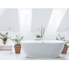 Bañera Independiente De Acrílico Blanco Plateado 160 Cm Con Rebosadero Moderno Nevis - Blanco