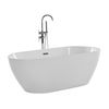 Bañera Independiente De Acrílico Blanco Plateado 160 Cm Con Rebosadero Moderno Nevis - Blanco