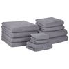 Conjunto De 11 Toallas Toalla De Baño Y Alfombrilla De Baño De Algodón Gris Low Twist Para Invitados Areora - Gris