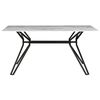 Mesa De Comedor Tablero De Cristal Templado Rectangular Patas De Metal Negro 160 X 90 Cm Efecto Mármol Moderno Ballina - Blanco