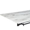 Mesa De Comedor Tablero De Cristal Templado Rectangular Patas De Metal Negro 160 X 90 Cm Efecto Mármol Moderno Ballina - Blanco