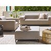 Otomana De Poliéster Beige Arena Negro 83 X 83 Cm Reposapiés Patas Metal Rovigo - Beige