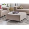 Otomana De Poliéster Beige Arena Negro 83 X 83 Cm Reposapiés Patas Metal Rovigo - Beige