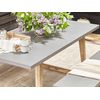 Conjunto De Jardín Cemento Reforzado Gris Madera De Acacia Clara Mesa De 6 Plazas 2 Bancos Para Exteriors Moderno - Gris