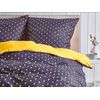 Conjunto De Fundas Y Almohada Algodón Azul Oscuro Y Amarillo 135 X 200 Cm Dormitorio Moderno Wallingford - Azul