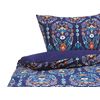 Conjunto De Fundas Y Almohada Algodón Azul Oscuro 135 X 200 Cm Estampado Floral Juego De Edredón De Lino Dormitorio Moderno Madrona - Azul