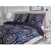 Conjunto De Fundas Y Almohada Algodón Azul Oscuro 135 X 200 Cm Estampado Floral Juego De Edredón De Lino Dormitorio Moderno Madrona - Azul