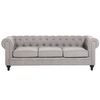 Juego De Sala De Estar Chesterfield Tapizado En Tela Gris Claro Patas De Madera Oscura Sofá De 3 Plazas + Sillón Chesterfield - Gris