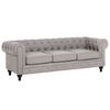 Juego De Sala De Estar Chesterfield Tapizado En Tela Gris Claro Patas De Madera Oscura Sofá De 3 Plazas + Sillón Chesterfield - Gris