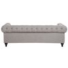 Juego De Sala De Estar Chesterfield Tapizado En Tela Gris Claro Patas De Madera Oscura Sofá De 3 Plazas + Sillón Chesterfield - Gris