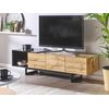 Mueble Tv Madera Clara Negro 160 X 39 Cm Mdf Cajonera Sala De Estar Fiora - Madera Clara