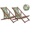 Conjunto De 2 Tumbonas De Jardín De Madera De Acacia Oscura Verde Blanco Rosa Flamenco Reclinable Plegable Anzio - Madera Oscura