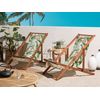 Conjunto De 2 Tumbonas De Jardín De Madera De Acacia Oscura Verde Blanco Rosa Flamenco Reclinable Plegable Anzio - Madera Oscura