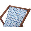 Conjunto De 2 Tumbonas De Jardín De Madera De Acacia Oscura Blanco Azul Reclinable Plegable - Azul