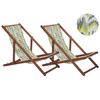 Conjunto De 2 Tumbonas De Jardín De Madera De Acacia Oscura Amarillo Gris Reclinable Plegable Anzio - Multicolor