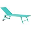 Tumbona De Jardín Asiento Sintético Turquesa Estructura De Aluminio 198 X 61 Cm Respaldo Reclinable Con Ruedas Patio Portofino - Verde