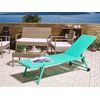 Tumbona De Jardín Asiento Sintético Turquesa Estructura De Aluminio 198 X 61 Cm Respaldo Reclinable Con Ruedas Patio Portofino - Verde