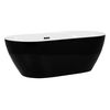 Bañera Independiente De Acrílico Sanitario Negro Brillante Individual 150 X 75 Cm Ovalada Estilo Moderno Carrera - Negro