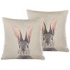 Conjunto De Cojines Decorativos Cuadrados De Algodón Gris Pardo Con Estampado De Animales 45 X 45 Cm Decoraciones De Pascua Quercus - Gris