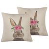 Conjunto De Cojines Decorativos Cuadrados De Algodón Gris Pardo Con Estampado De Animales 45 X 45 Cm Decoraciones De Pascua Tulipa - Gris