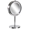 Espejo De Maquillaje Iluminación Led Metal Plateado Ø 20 Cm Doble Cara Magnifica Verdun - Plateado