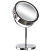 Espejo De Maquillaje Iluminación Led Metal Plateado Ø 20 Cm Doble Cara Magnifica Verdun - Plateado