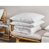 Conjunto De 2 Almohadas De Algodón Blanco Plumón Plumas De Pato 80 X 80 Cm Alta Medio Suave Descanso Feldberg - Blanco