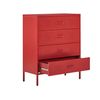 Cómoda De Metal Rojo 80 X 40 Cm 4 Cajones Almacenaje Industrial Enago - Rojo