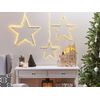 Conjunto De 3 Decoraciones De Pared Led Metal Plateado Forma De Estrella Kunnari - Plateado