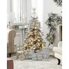 Árbol De Navidad Artificial Blanco Nieve Sintética 120 Cm Ramas Con Bisagras Pre Iluminado Festividad Tatlow - Verde