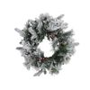Corona De Navidad Blanco Material Sintético Efecto Nieve Pre Iluminado Decoración Hogar 55 Cm Whitehorn - Verde