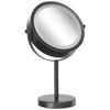 Espejo De Maquillaje Iluminación Led Metal Negro Ø 13 Cm Doble Cara Magnifica 1x / 5x Tuchan - Negro