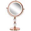 Espejo De Maquillaje Iluminación Led Metal Rosa Dorado Ø 13 Cm Doble Cara Magnifica 1x / 5x Claira - Rosa Dorado